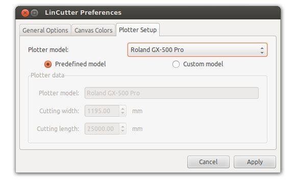 LinCutter preferences
