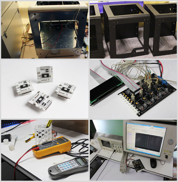 Prototypes, aluminum frames, electronics testing