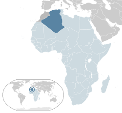 Location of  Algeria  (dark blue)– in Africa  (light blue & dark grey)– in the African Union  (light blue)