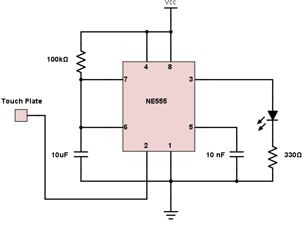 Simple 555 Touch Switch Circuit