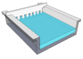 Agarose Gel, with Comb inserted, in a Gel Tray (Front, angled view) - SketchUp.png