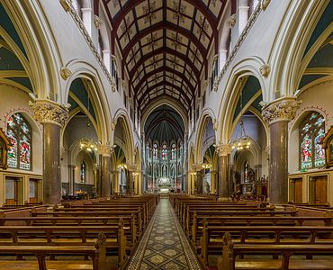 The nave of St Peter's Church in Drogheda, Ireland, looking north towards the altar.