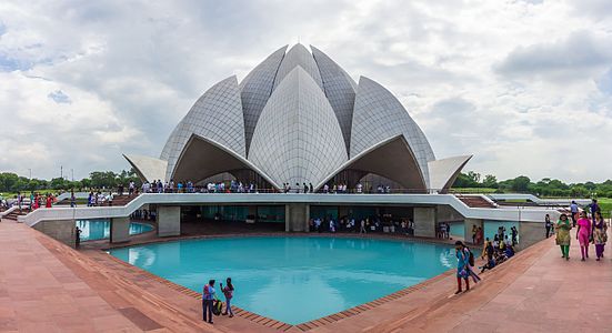 The Lotus Temple, located in New Delhi, India, is a Bahá'í House of Worship completed in 1986.