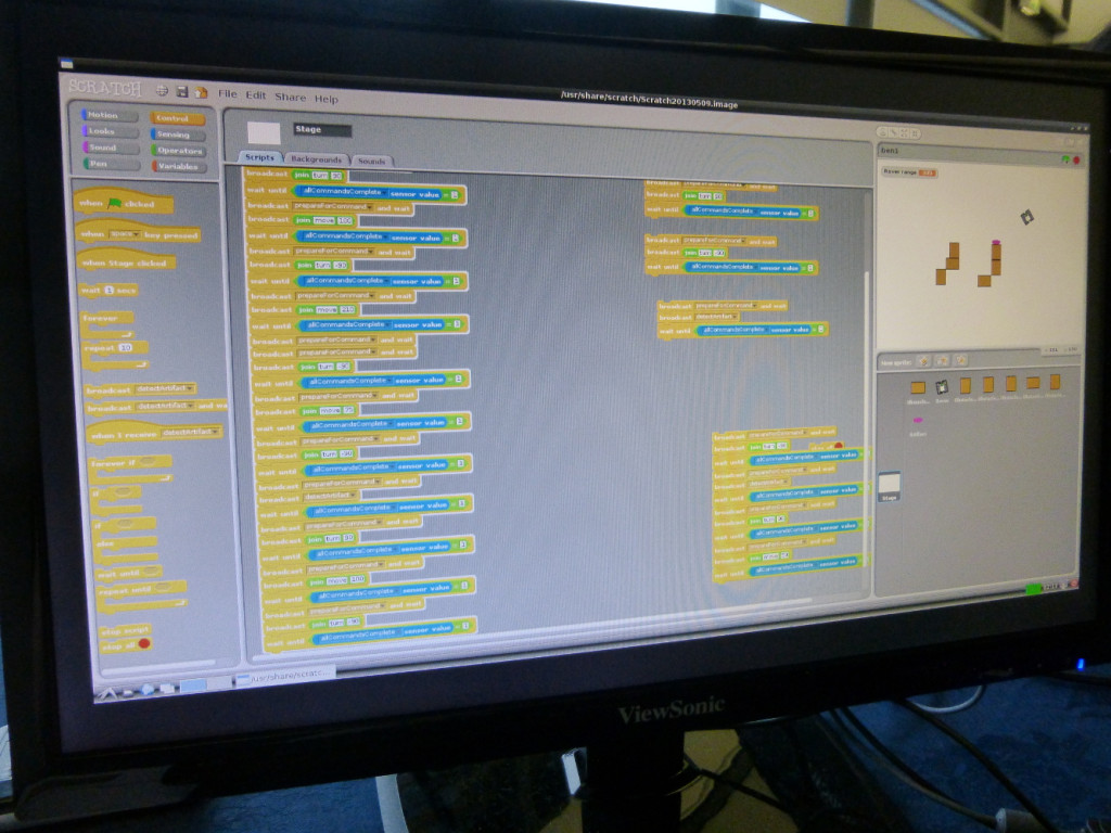 The robot simulator running in Scratch