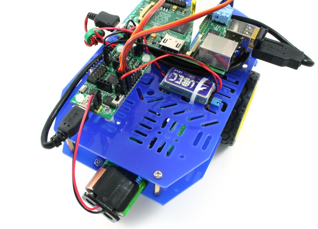 The robot with UBEC and 6xAA batteries attached