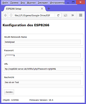 ESP8266 per Webinterface einstellen. WiFi Notruftaster