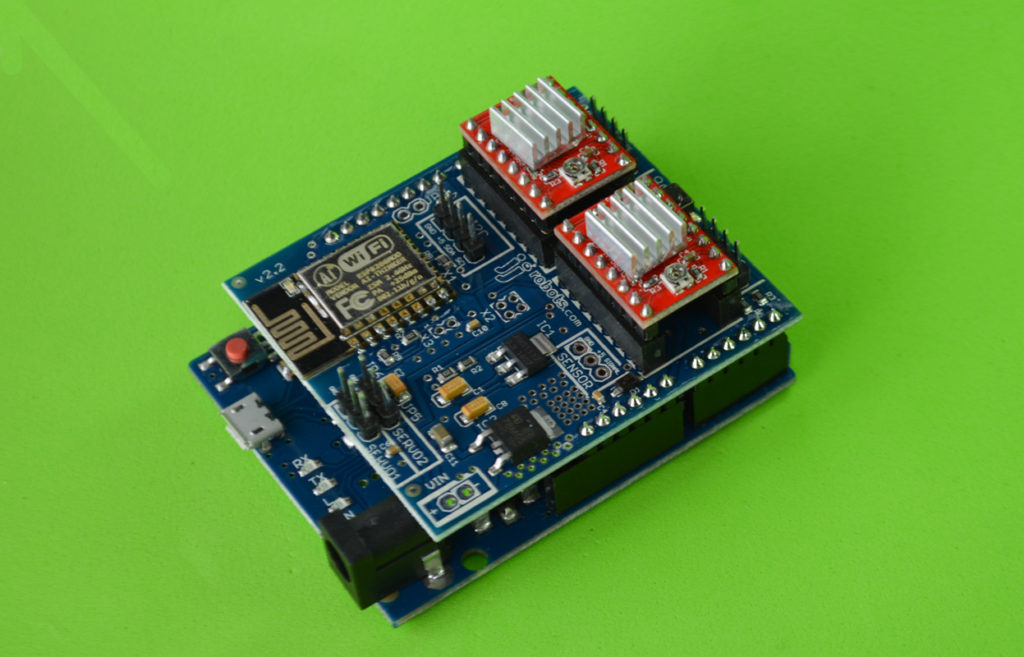 Brain Shield+ Arduino Leonardo+ Stepper motor drivers connected