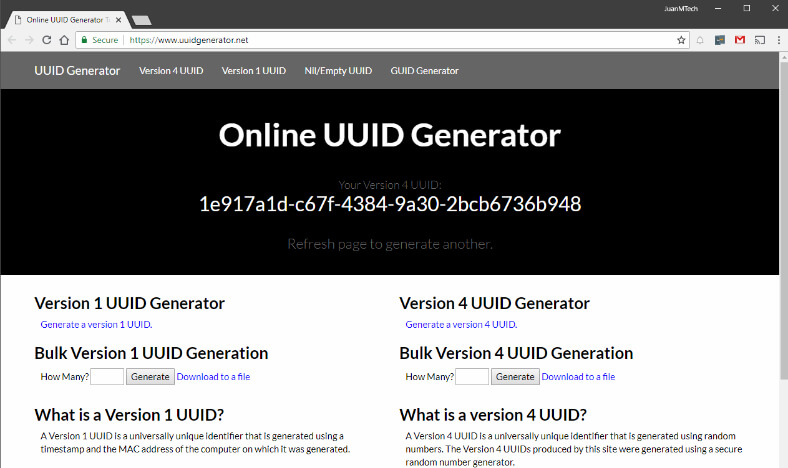 UUID Page