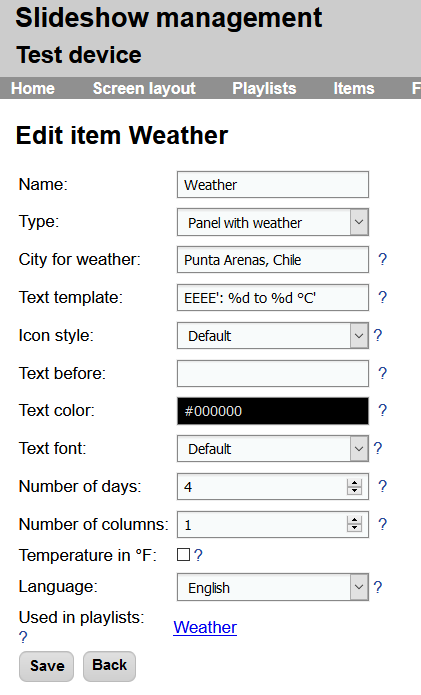 Dialog for editing content on the web interface