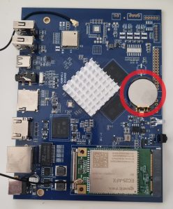 Android box board with RTC battery circled in red