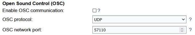 Settings for Open Sound Control