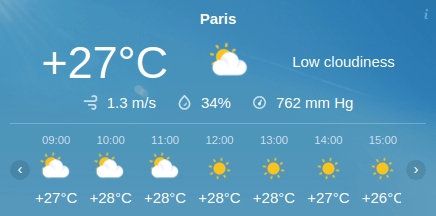 Horizontal Weather Widget Day Paris