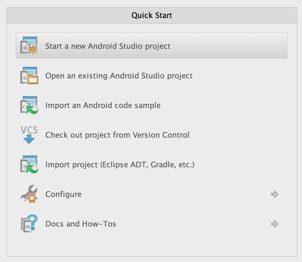 Start New Android Studio