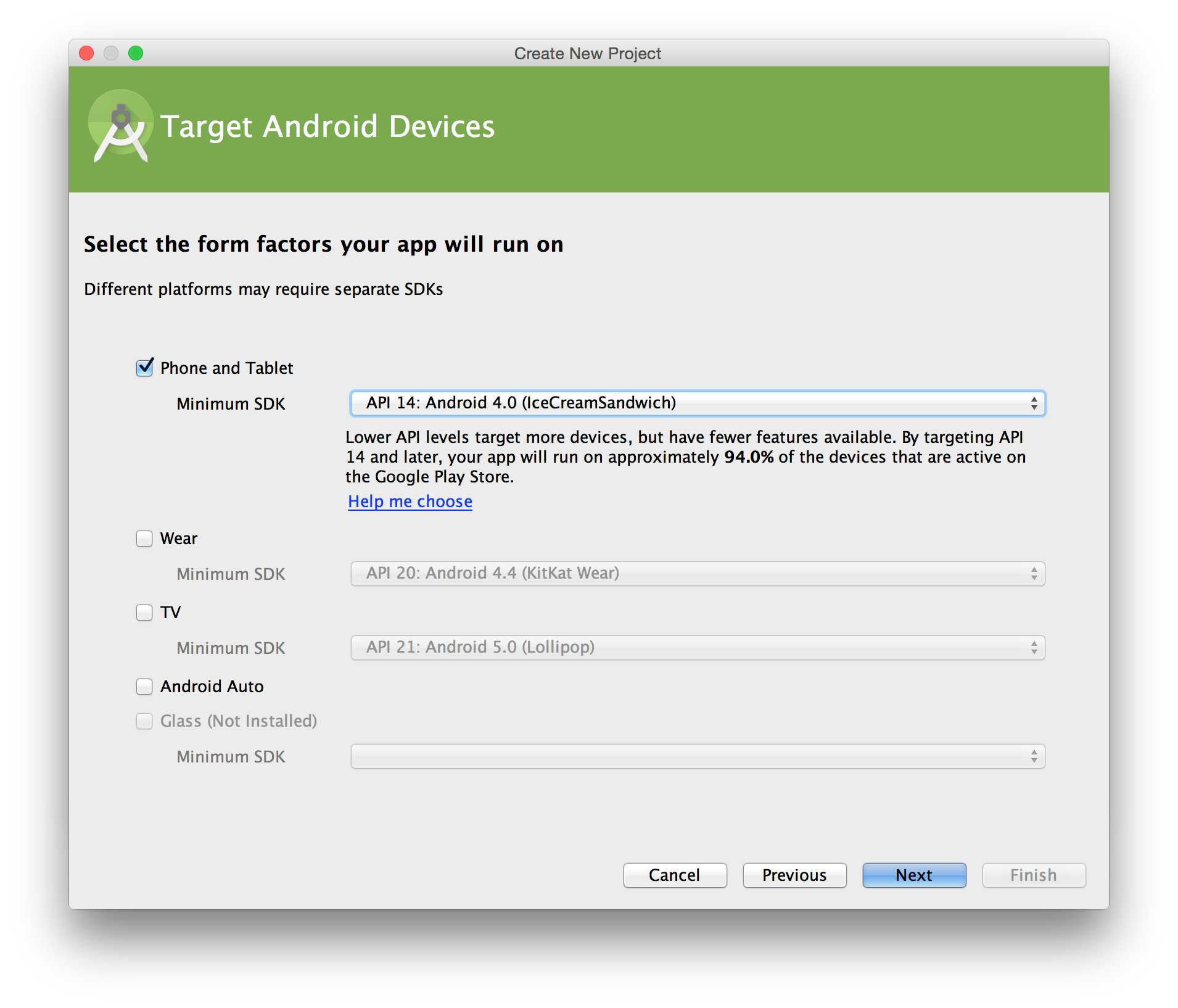 Phone and Table Minimum SDK