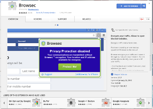 Image for 'Browsec on Google Chrome WebStore'