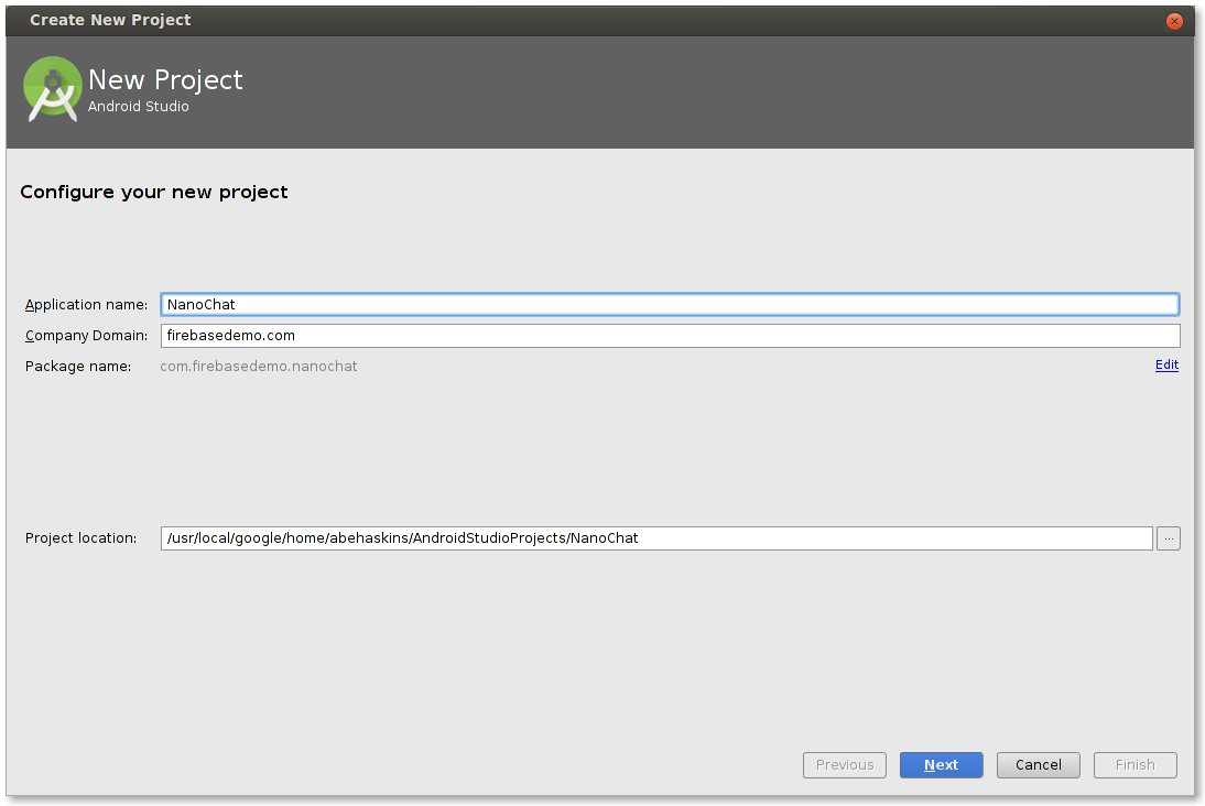 Configure your new project