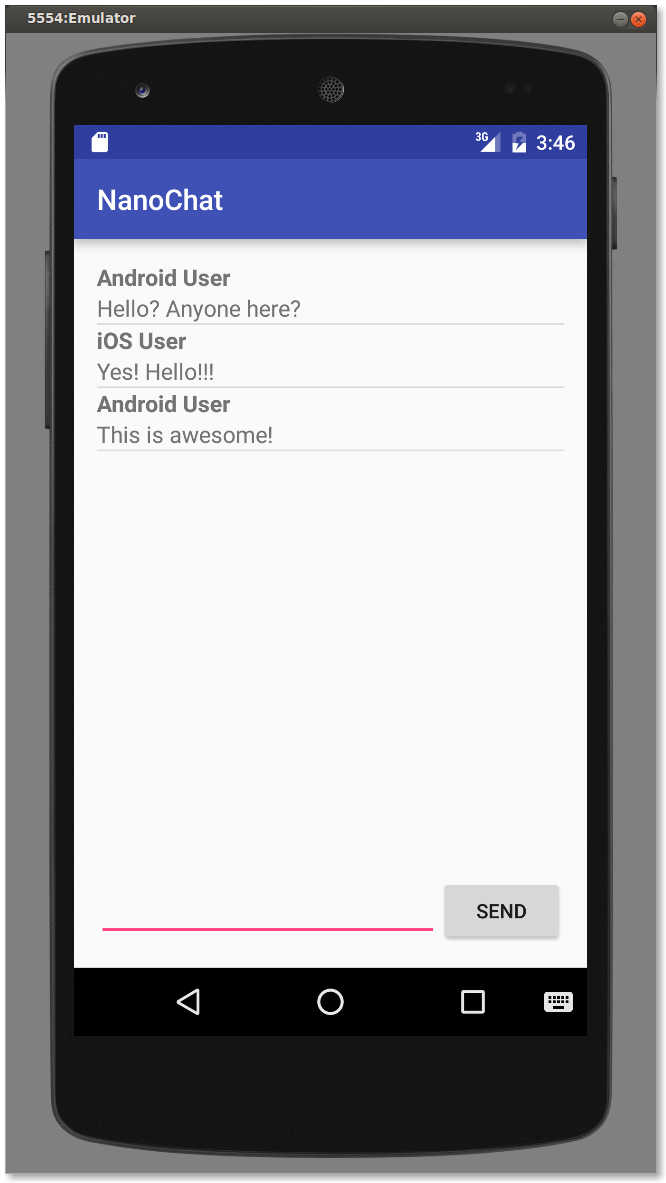 Chat messages Android app and new message